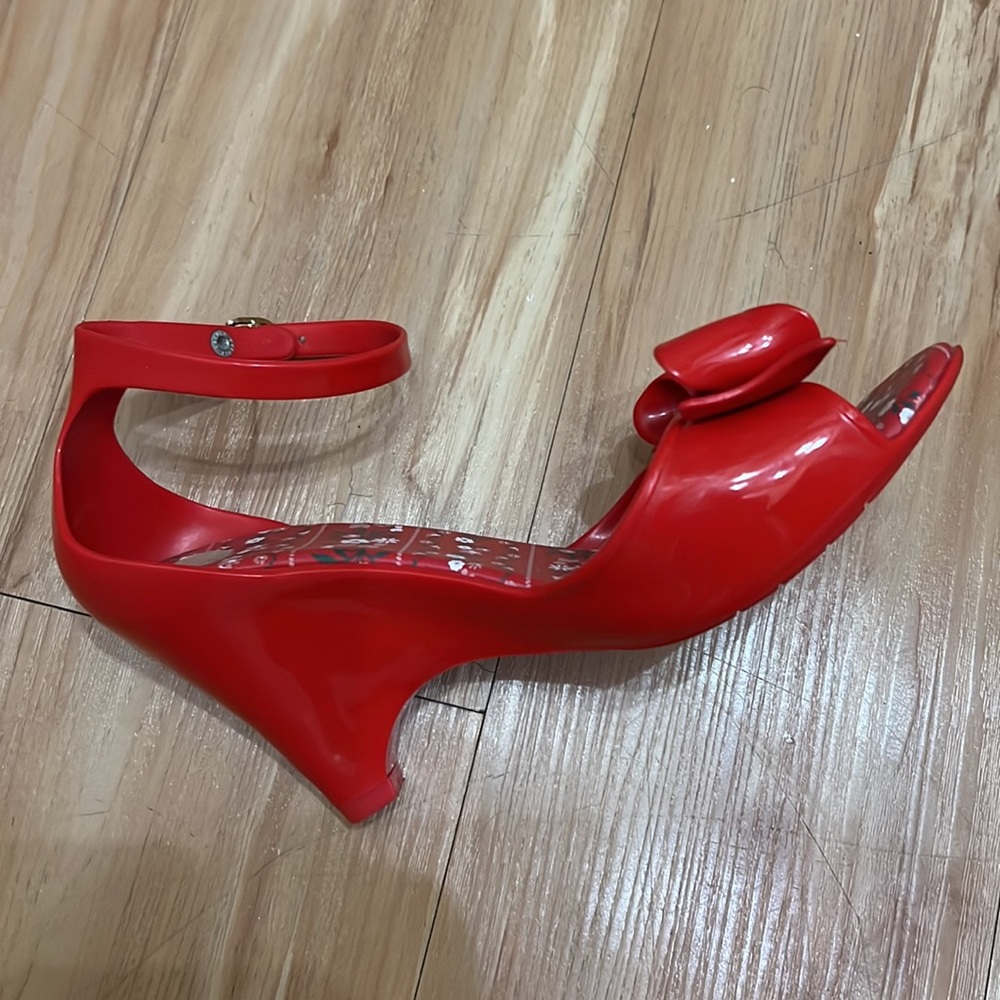 Melissa Red Floral Bow Ankle-Strap Sandals - Picture 4 of 16